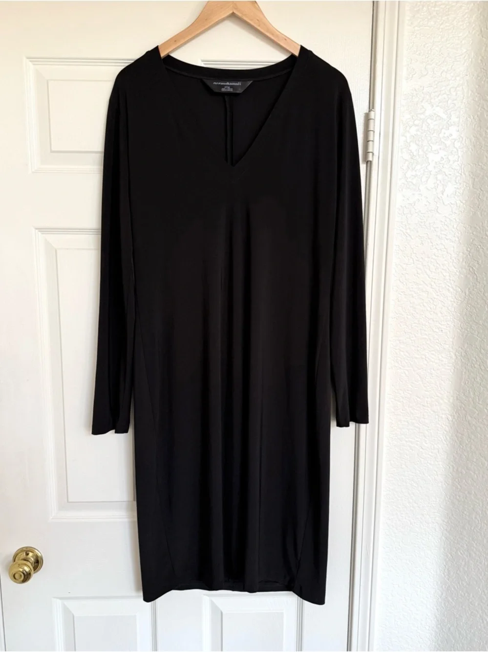 Norma Kamali Black Long Sleeve V Neck Dress XL - Picture 5 of 5